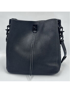Rebecca Minkoff Darren Black Pebbled Leather Hobo Shoulder Bag Purse